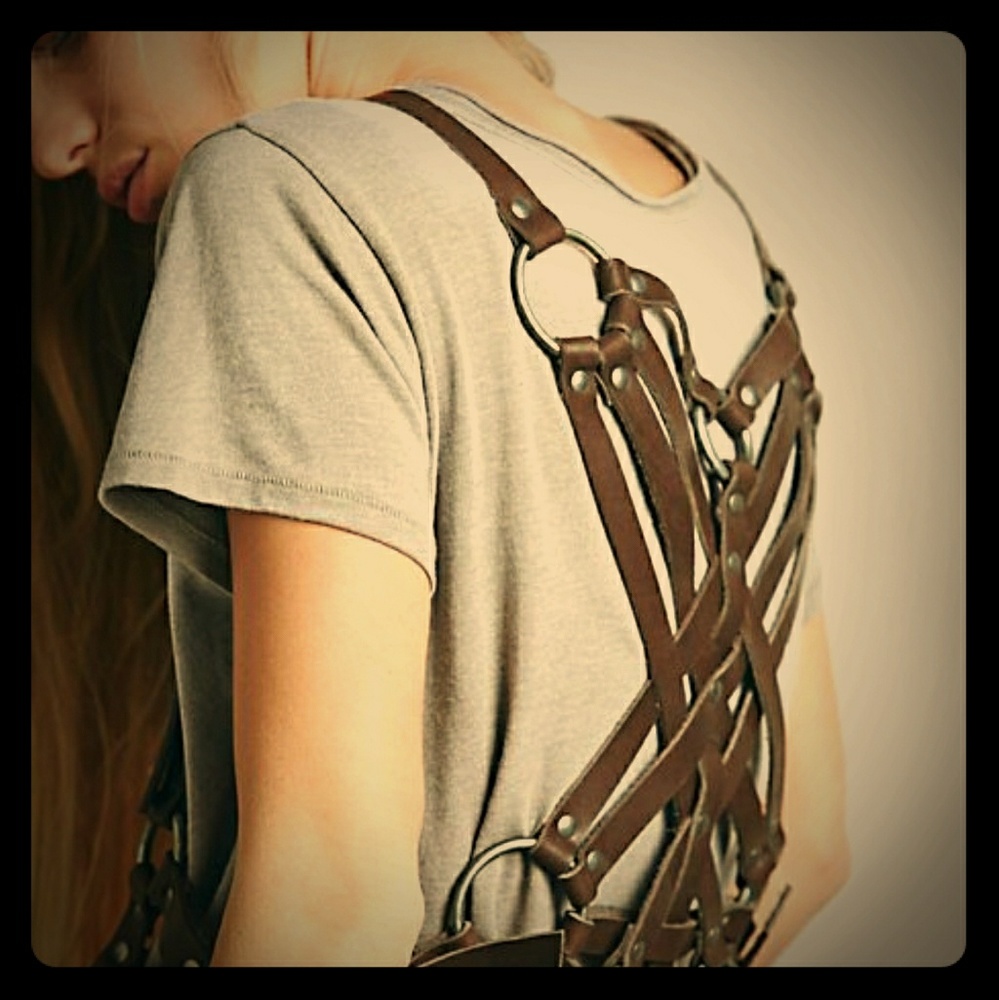 Free People brown leather harness